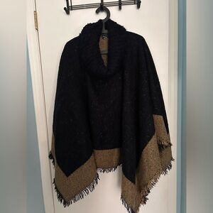 Fraas Navy Blue and Tan Poncho